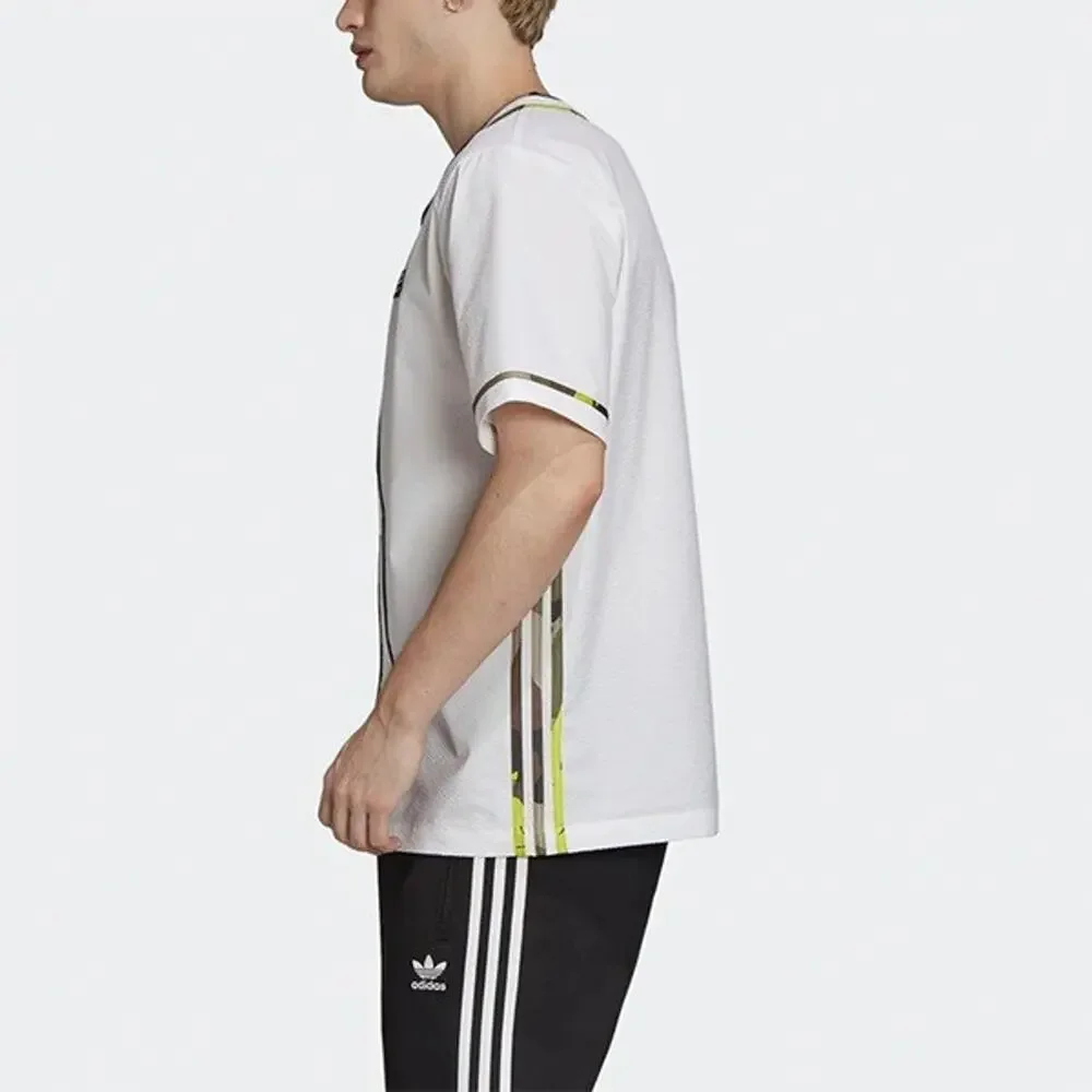 NWT Adidas RYV Baseball Shirt Short Sleeve White Camo Size M